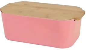 EH Box na pečivo s bambusovým vekom, ružová, 33 x 12 x 18,5 cm