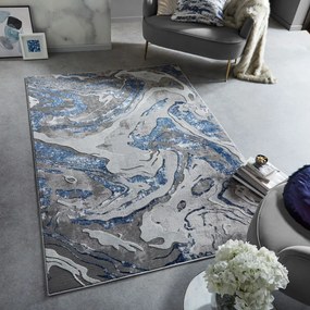 Flair Rugs, Kusový koberec Eris Marbled Navy, 80x150, modrá, kancelária