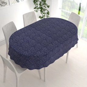 Biante Bavlnený oválny obrus Sandra SA-359 Drobné kvietky na tmavo modrom 130x220 cm