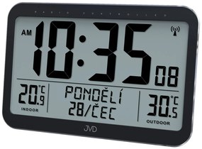 Rádiom riadené digitálne hodiny s budíkom JVD RB9385, 36 cm