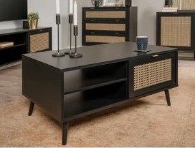 Konferenčný stolík s úložným priestorom Vienna, čierna/výplet%