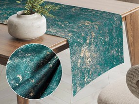 Biante Zamatový behúň na stôl Isabela IBL-007 Gold Design petrolejový 20x180 cm
