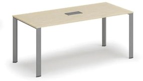 Stôl INFINITY 1800 x 900 x 750, breza + stolová zásuvka TYP I, strieborná