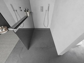 Mexen Kioto+ L, sprchová zástena Walk-In s poličkou a vešiakom 70 x 200 cm, 8mm sklo vzor zrkadlo, chrómový profil, 800-070-123-01-50