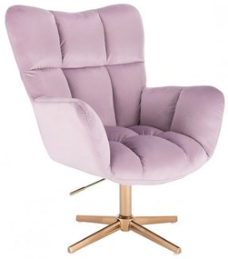 LuxuryForm DESIGN Otočné kreslo AURORA VELUR na zlatom kríži - levanduľa