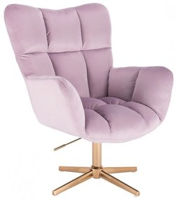 LuxuryForm DESIGN Kreslo AURORA VELUR na zlatom kríži - levanduľa