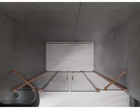 Mexen Velar Duo, posuvné sprchové dvere do otvoru 160 cm, 8mm šedé sklo, medená matná, 871-160-000-42-65