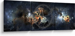 Obraz - Vesmír s hmlovinou (s hodinami) (90x30 cm)