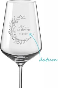 Svadobný pohár na víno Lúčny veniec - ďakujem za dcéru