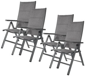 Livarno home Hliníkové kreslo Toronto s vysokým operadlom, antracitové, 4 kusy  (800008984)