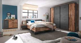 Komoda so zásuvkami Sarnia, zrubové dosky / tmavý betón