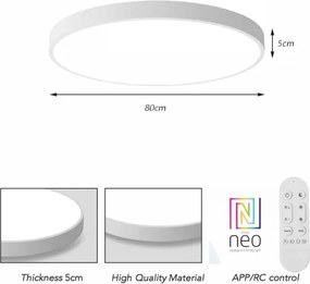Immax NEO 07315L-LED Stmievateľné stropné svietidlo SEMPLICI 96W/230V priemer 80 cm Wi-Fi Tuya biela + diaľkový ovládač