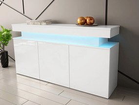 Komoda s LED osvetlením Lestirola 3D 160, Farba: čierna / čierny lesk