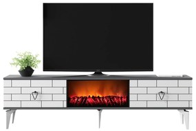 TV stolík/skrinka s krbom Bisena (biela + antracit) . Vlastná spoľahlivá doprava až k Vám domov. 1095515
