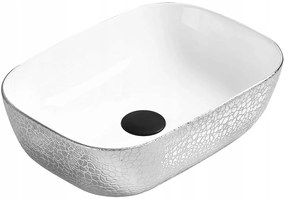 Keramické umývadlo na dosku MEXEN RITA 45x32 cm biele/strieborné
