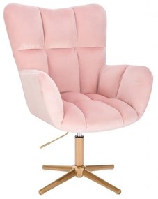 LuxuryForm DESIGN Otočné kreslo AURORA VELUR na zlatom kríži - svetloružové
