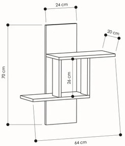 Nástenná polica MILL 70x64 cm biela