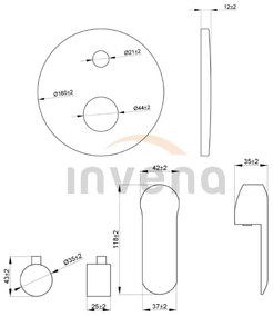 Invena Siros, podomietková 2-výstupová batéria (teleso+krytka), chrómová, INV-BP-90-CO2-A