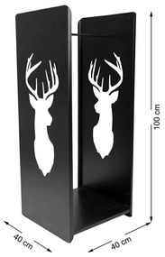 Kovový stojan na drevo Deer, 40x100 cm, čierna