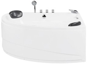 Vírivá rohová vaňa s LED osvetlením 197 x 140 cm biela BARACOA Beliani