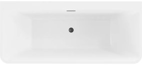 Mexen Volta, voľne stojaca vaňa ku stene 170 x 75 cm, biela, čierny matný prepad, 51131707500-70