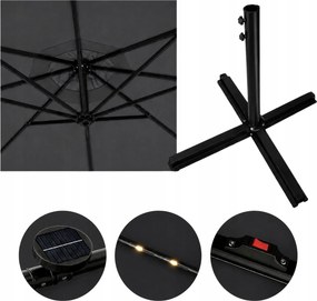 Ekspand Záhradný LED slnečník s bočným ramenom 300 cm sivý