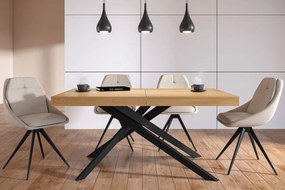 Vintino Rozkladací jedálenský stôl ALONZO 160–240 cm – dub prírodný / čierna oceľ