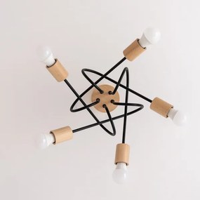 Prisadený luster OXFORD 5xE27/15W/230V borovica/čierna