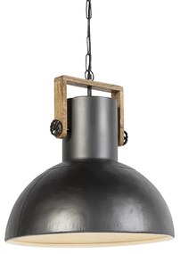 Priemyselné závesné svietidlo tmavosivé s mangovým drevom - Mangoes