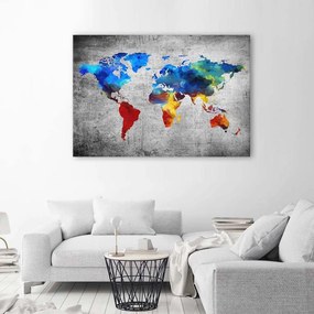 Gario Obraz na plátne Maľovaná mapa sveta na betóne Rozmery: 60 x 40 cm