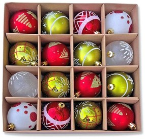 DECOLED Plastové ozdoby, d. 6 cm, 16 ks, farebné