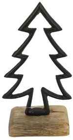 Vianočná dekorácia CHRISTMAS TREE z mangového dreva 17cm, čierna