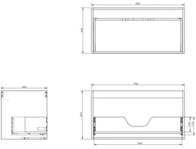 Mexen Box-A, závesná skrinka 90 cm, 1 zásuvka, grafitová matná, 91AX0-0900-470-1-66