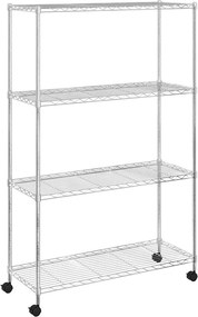 Multidom Regál so 4 policami na kolieskach 90x35x142 cm chrómový 200 kg