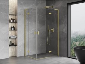 Mexen Mist-H L Duo, 2-krídlový sprchový kút 110 x 115 cm, číre sklo, zlatý matný profil, 8A5L-110L-115P-55-00
