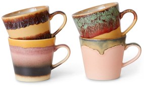HK living Kameninový hrnček na cappuccino 70's Vista 4 x 300 ml
