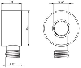 Deante Cascada, okrúhly uhlový konektor, zlatá matná, DEA-NAC_R54K