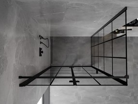 Mexen Mist-F T, 1-krídlový skladací sprchový kút ľavý 95 x 120 cm, číre sklo-čierna mriežka, 8A6T-095-120-70-77-L