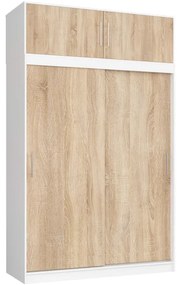 Skriňa s posuvnými dverami a nadstavcom 150 cm CLP mono biela / sonoma