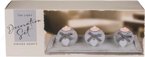GiftyCity Drevená dekoratívna súprava svietnikov, srdce