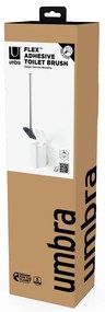 Biela samodržiaca WC kefa z recyklovaného plastu Flex Adhesive – Umbra