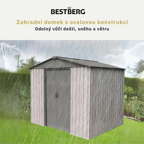 Záhradný domček BestBerg ZDB-4SD / 4,1 m² / 236 x 174 x 206 cm / dekor biele drevo / sivá