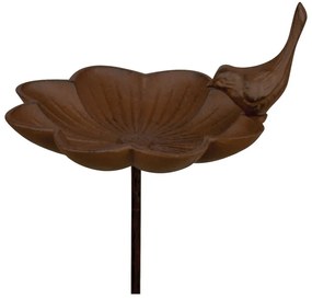 Liatinová fontánka s pitnou vodou pre vtáčiky so zápichom Esschert Design, výška 91 cm