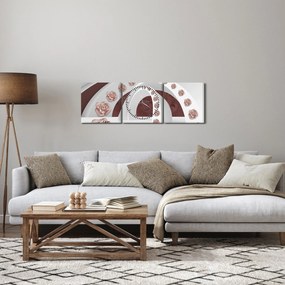 Obraz - 3D oblúky s kvetmi (s hodinami) (90x30 cm)