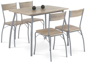 Jedálenský set HANS so 4 stoličkami, 110 x 70 x 77cm, dub Sonoma