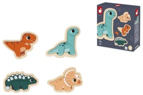 Drevené vkladacie puzzle pre deti Dinosaury 4v1 Dino Janod