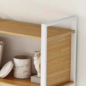 Vysoký kancelářský regál Houseland Nuvia Stack 90 cm dub/bílý