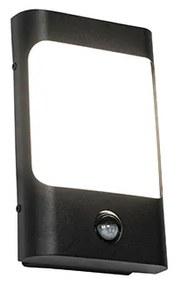 Nástenná lampa čierna vrátane LED IP44 s pohybovým senzorom - Khuvan