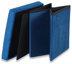 Modrý skladací taburet CUBEXO VELVET M