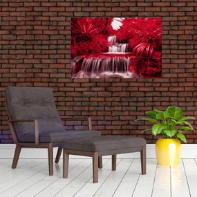 Obraz - Indonézske vodopády v červenej (90x60 cm)